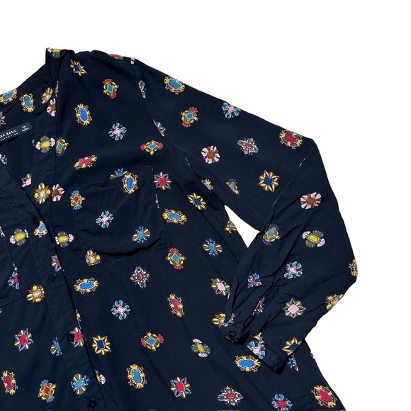 Zara Basic Button Down Black Long Sleeve Blouse US Medium - Picture 5 of 9